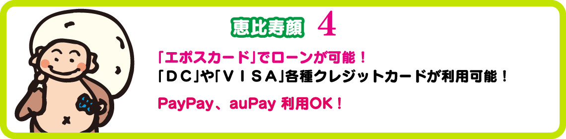 ローン、クレカ、PayPay、auPay可能